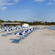 Beach umbrellas and deck loungers